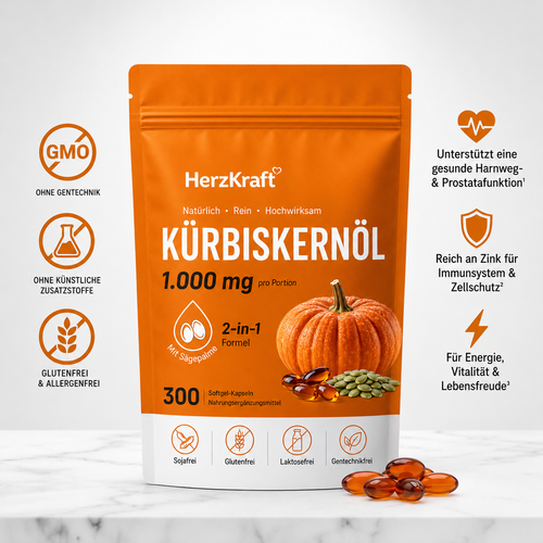 HerzKraft Kürbiskernöl Softgel-Kapseln