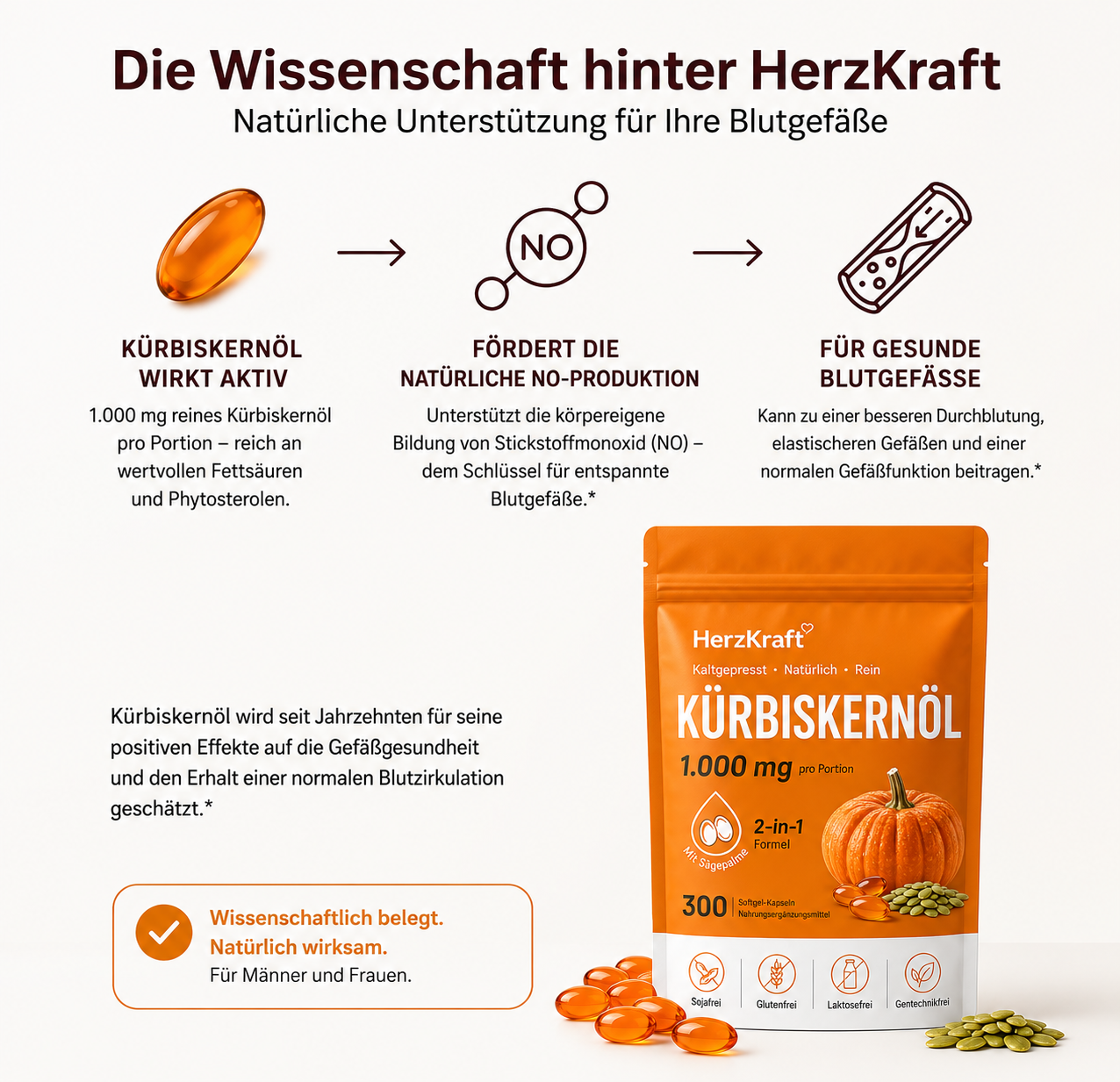 HerzKraft Kürbiskernöl Softgel-Kapseln