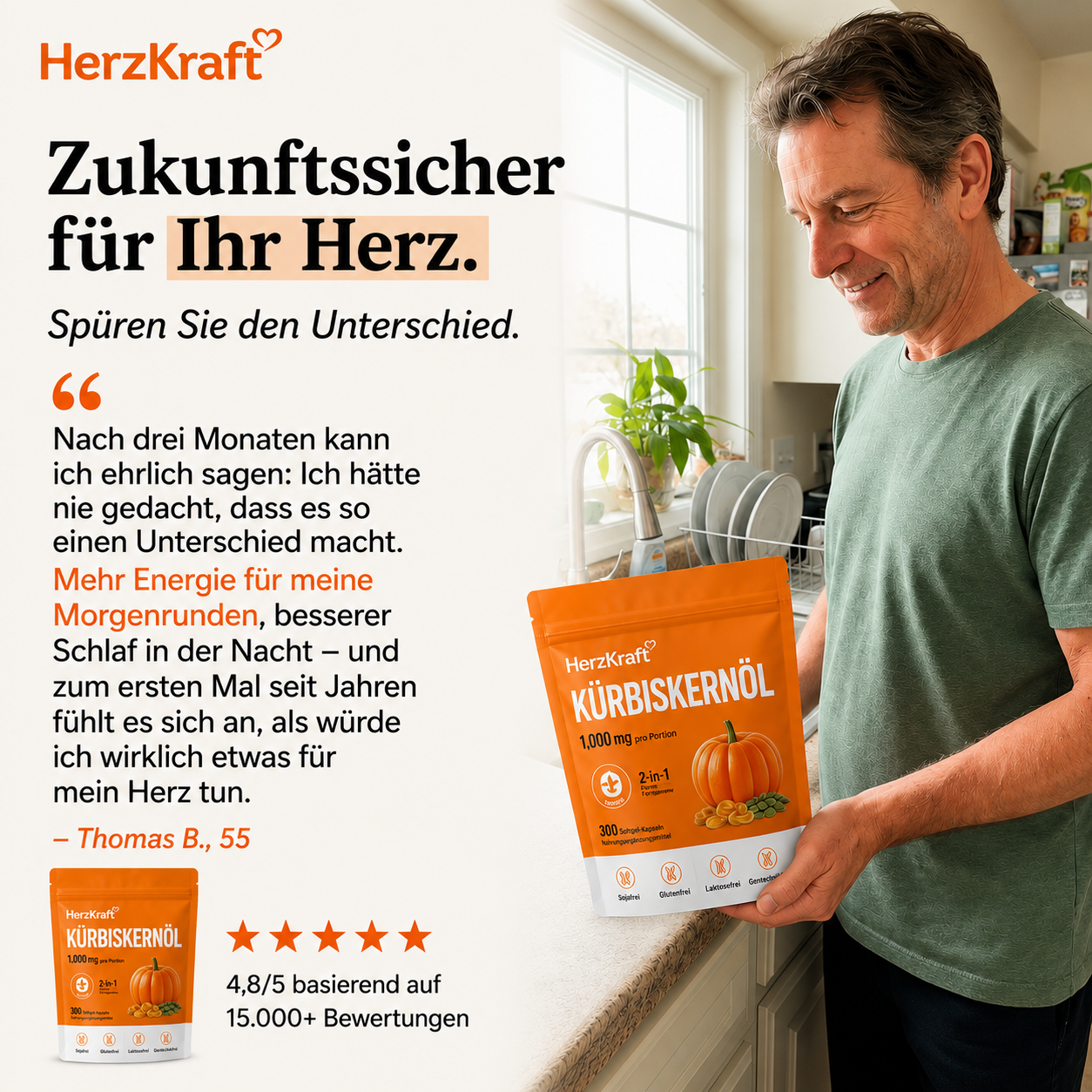 HerzKraft Kürbiskernöl Softgel-Kapseln