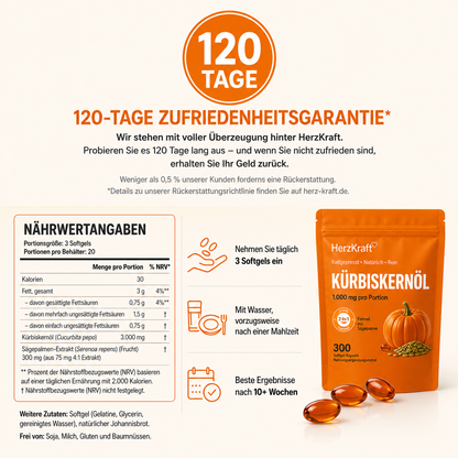 HerzKraft Kürbiskernöl Softgel-Kapseln